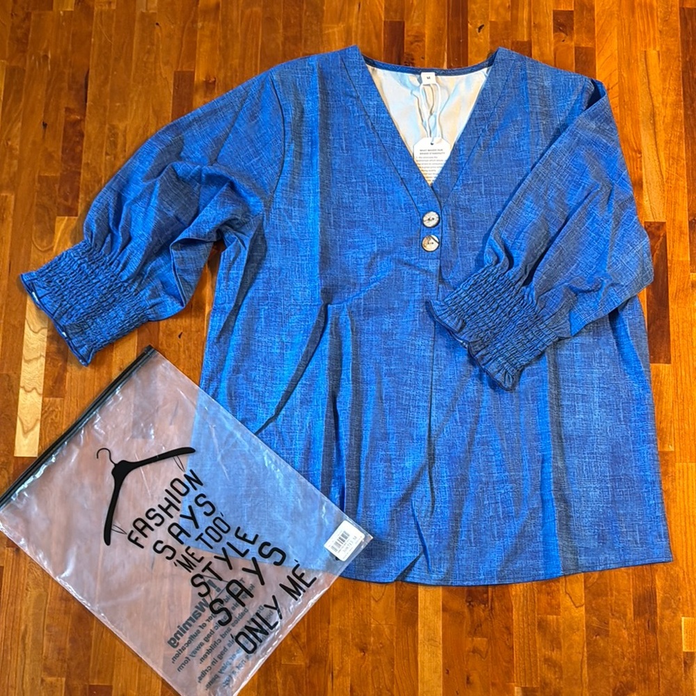 NWT Stylish Blue Top by Ryabe sz M
